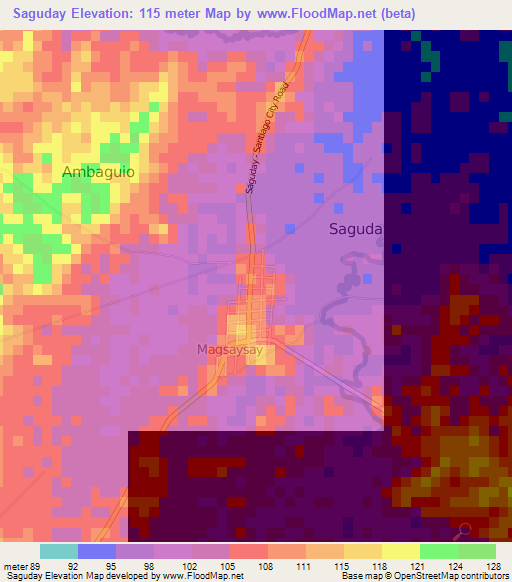 Saguday,Philippines Elevation Map