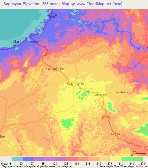 Sagbayan,Philippines Elevation Map