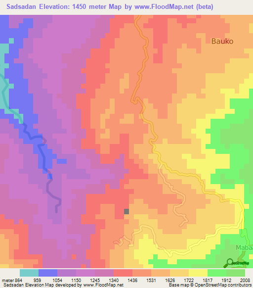 Sadsadan,Philippines Elevation Map