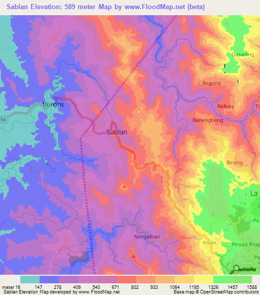 Sablan,Philippines Elevation Map