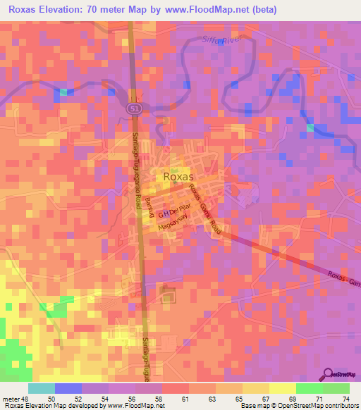 Roxas,Philippines Elevation Map