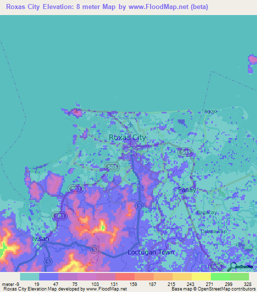 Roxas City,Philippines Elevation Map
