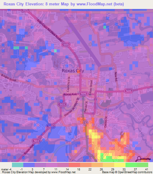 Roxas City,Philippines Elevation Map