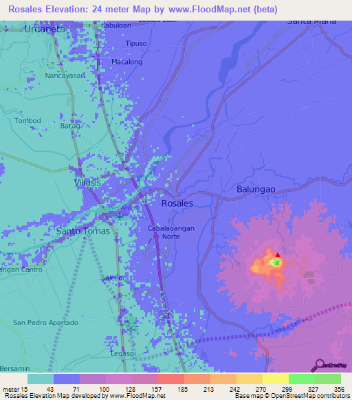Rosales,Philippines Elevation Map