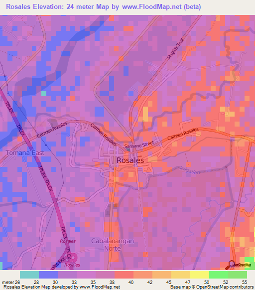Rosales,Philippines Elevation Map