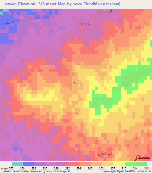 Jarwan,Syria Elevation Map