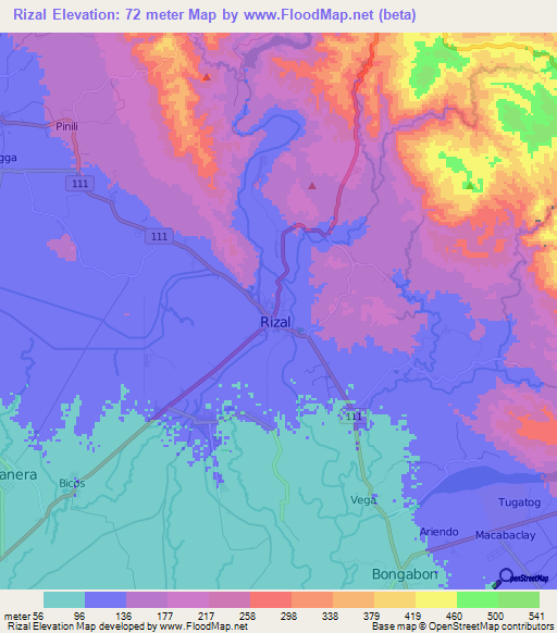 Rizal,Philippines Elevation Map