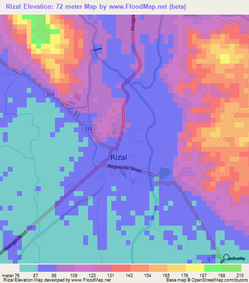 Rizal,Philippines Elevation Map
