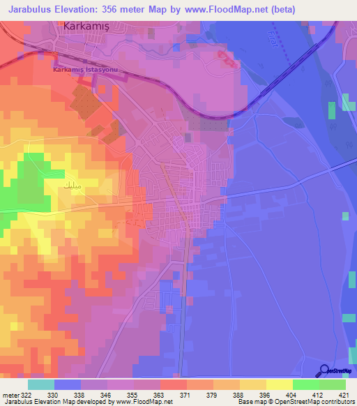 Jarabulus,Syria Elevation Map
