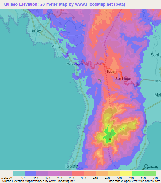 Quisao,Philippines Elevation Map