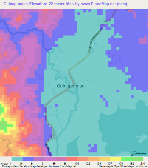 Quinapundan,Philippines Elevation Map