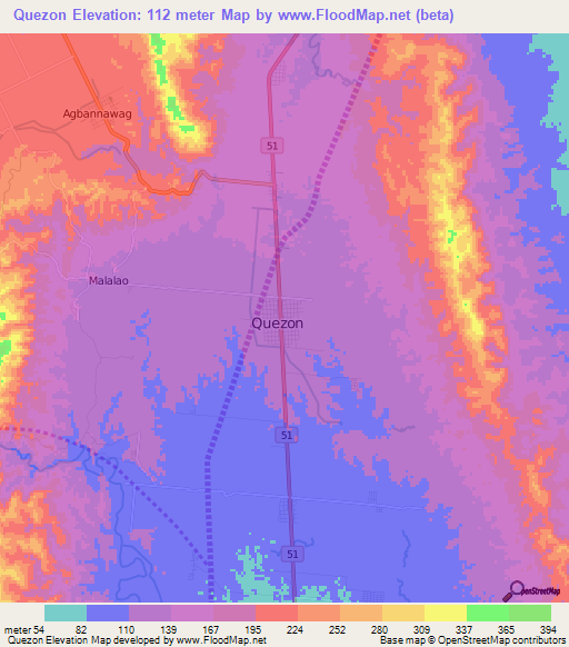 Quezon,Philippines Elevation Map