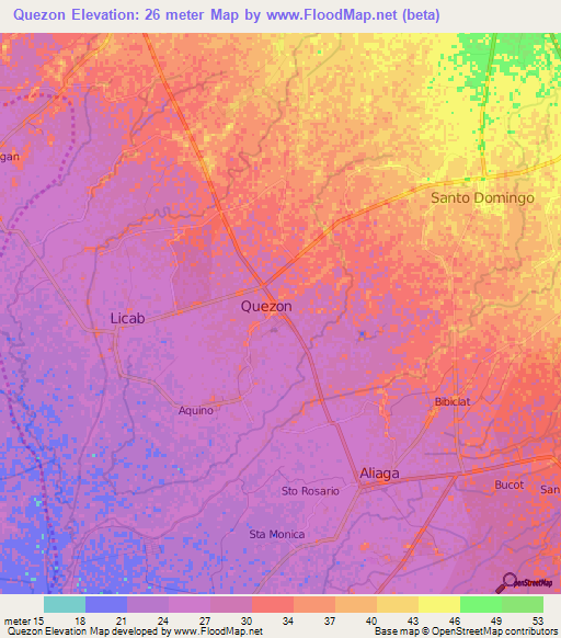 Quezon,Philippines Elevation Map