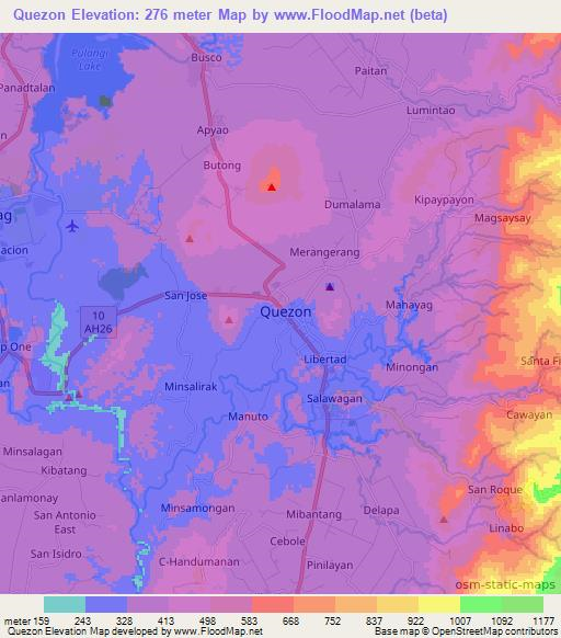 Quezon,Philippines Elevation Map