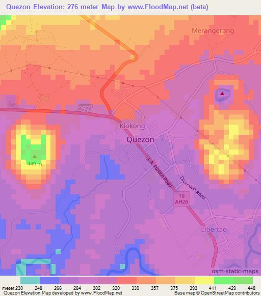 Quezon,Philippines Elevation Map