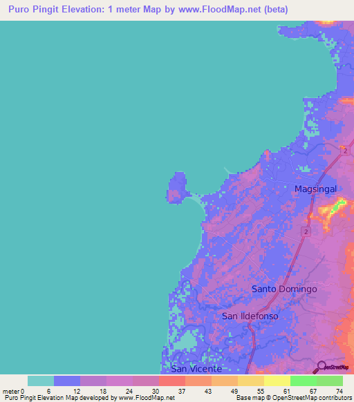 Puro Pingit,Philippines Elevation Map