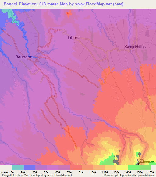 Pongol,Philippines Elevation Map