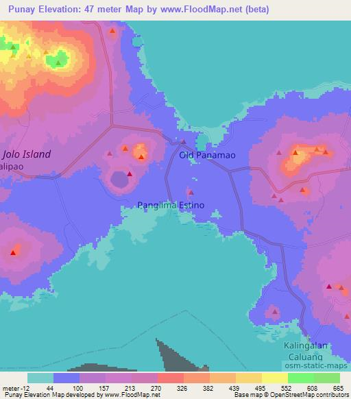 Punay,Philippines Elevation Map