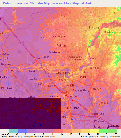 Pulilan,Philippines Elevation Map