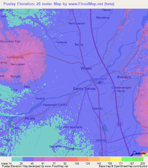 Puelay,Philippines Elevation Map