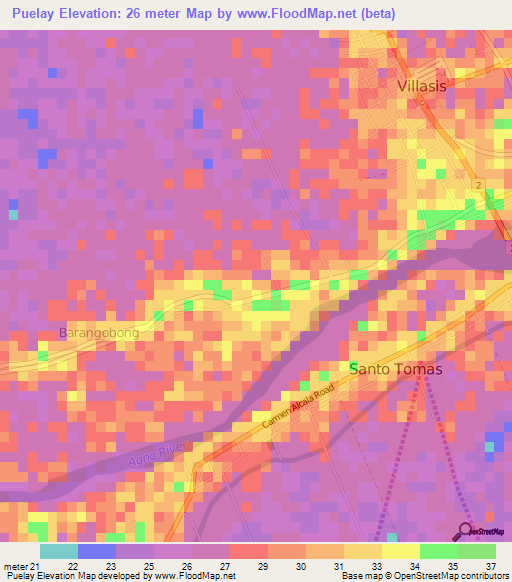 Puelay,Philippines Elevation Map
