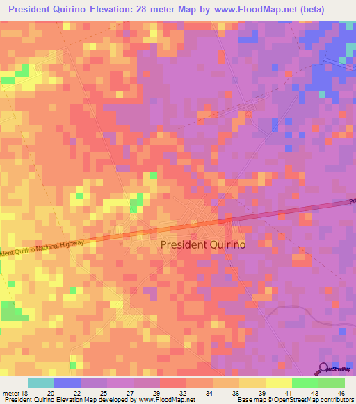 President Quirino,Philippines Elevation Map