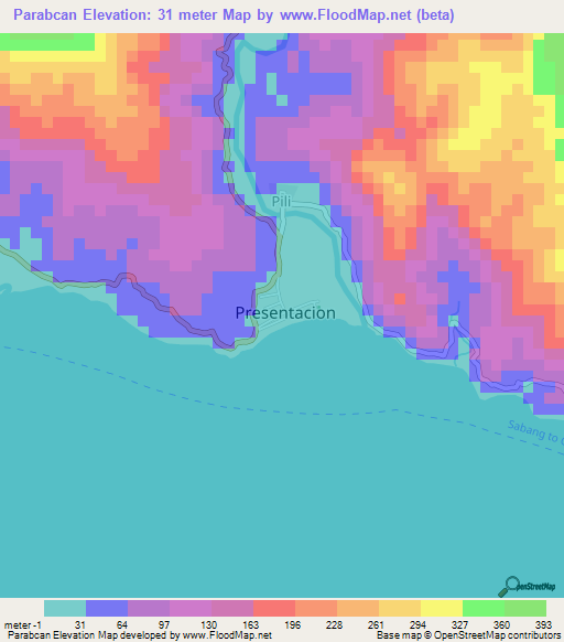 Parabcan,Philippines Elevation Map