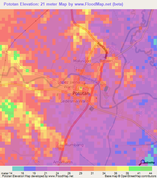 Pototan,Philippines Elevation Map