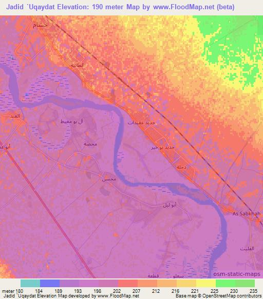 Jadid `Uqaydat,Syria Elevation Map