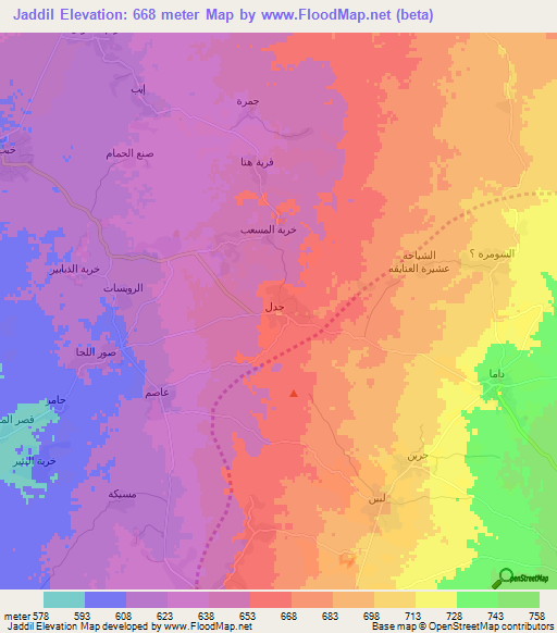 Jaddil,Syria Elevation Map
