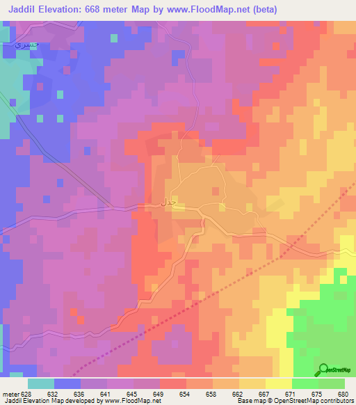 Jaddil,Syria Elevation Map