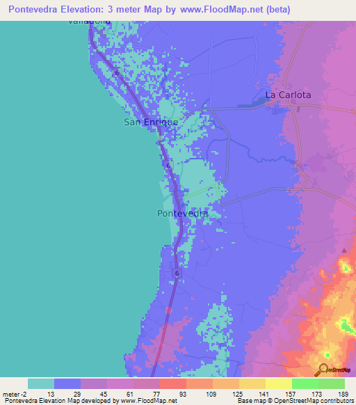 Pontevedra,Philippines Elevation Map
