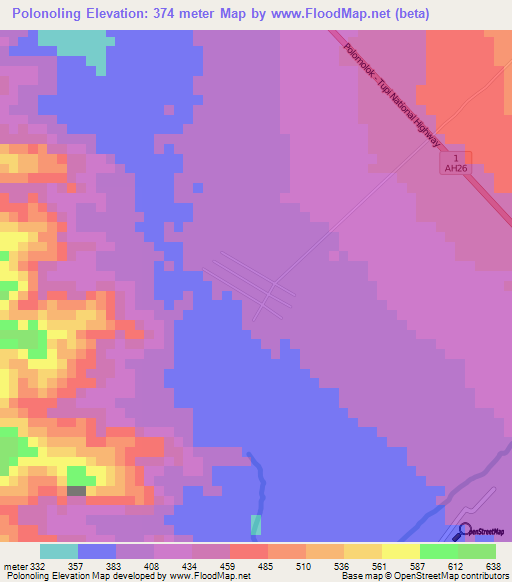 Polonoling,Philippines Elevation Map