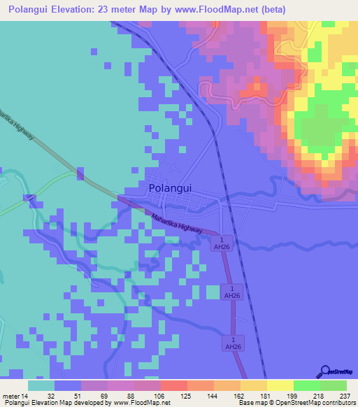 Polangui,Philippines Elevation Map