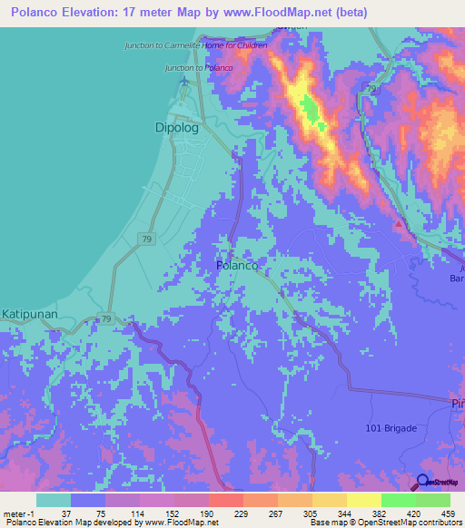 Polanco,Philippines Elevation Map