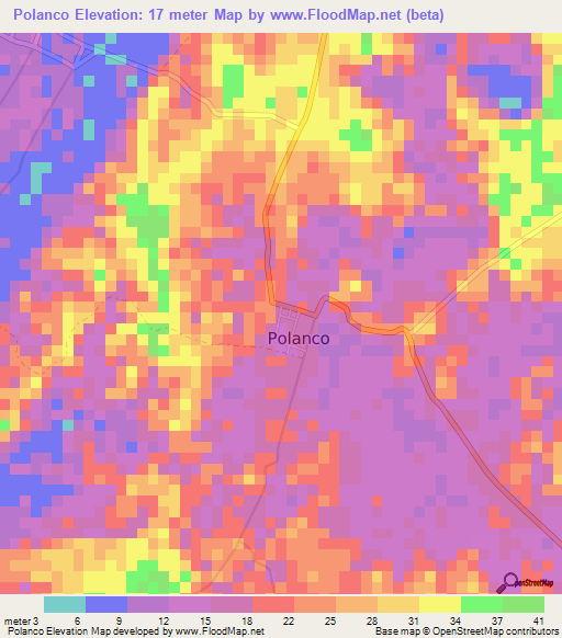 Polanco,Philippines Elevation Map