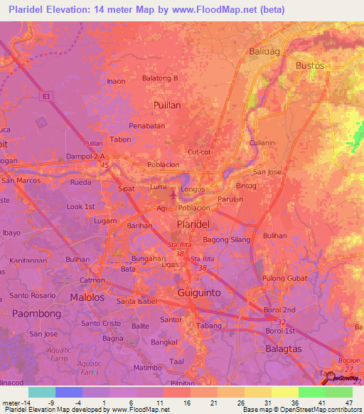 Plaridel,Philippines Elevation Map