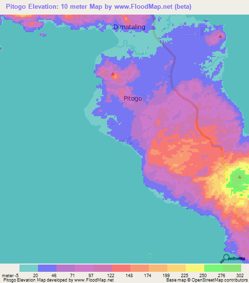 Pitogo,Philippines Elevation Map