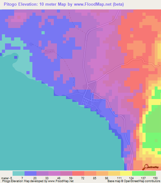 Pitogo,Philippines Elevation Map