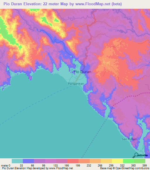 Pio Duran,Philippines Elevation Map