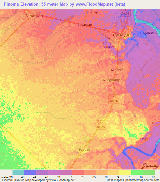 Pinoma,Philippines Elevation Map