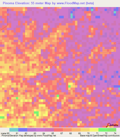 Pinoma,Philippines Elevation Map