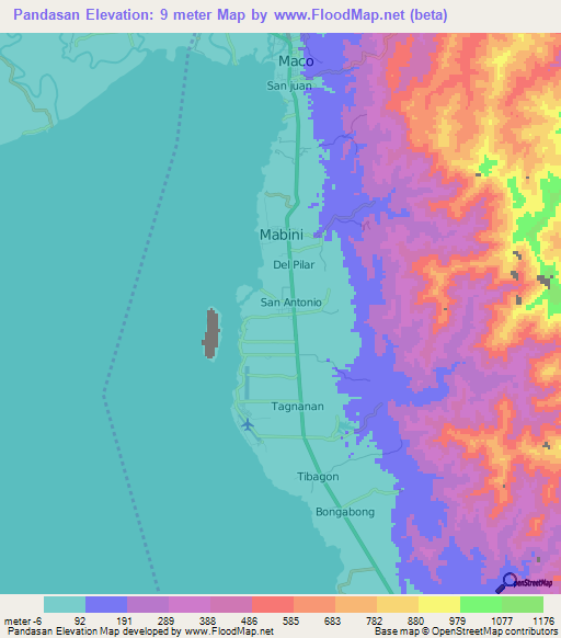Pandasan,Philippines Elevation Map