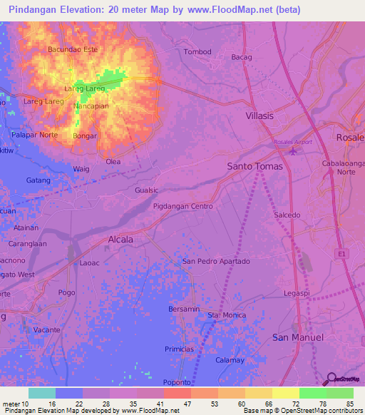 Pindangan,Philippines Elevation Map
