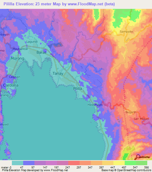 Pililla,Philippines Elevation Map
