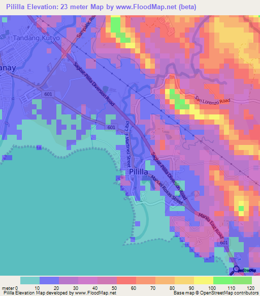 Pililla,Philippines Elevation Map
