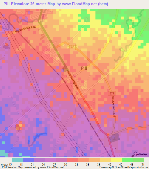 Pili,Philippines Elevation Map