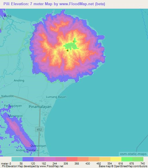 Pili,Philippines Elevation Map