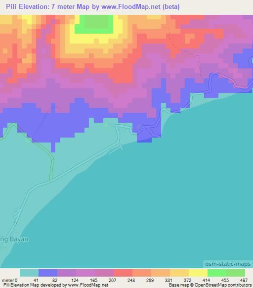 Pili,Philippines Elevation Map