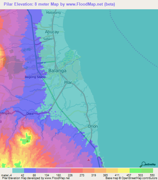 Pilar,Philippines Elevation Map